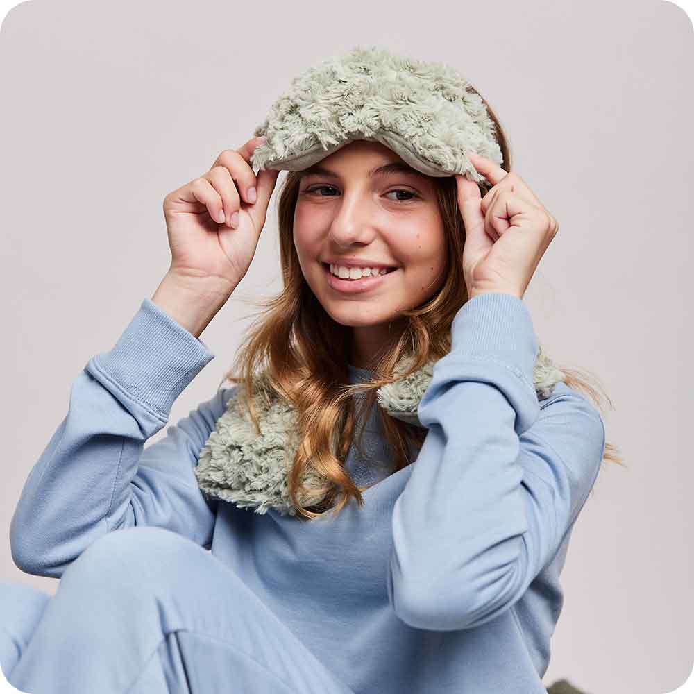 Curly Sage Green Eye Mask Warmies - Light Storage